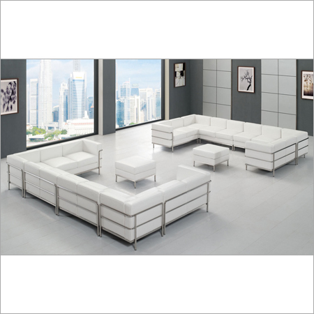 White Sofa - Leather, Varied Dimensions, White | Elegant Design, Comfortable Seating, Durable Material, Modular Design