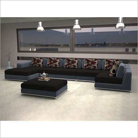 Contemporary Modern Brown Fabric Sectional Sofa - Gray