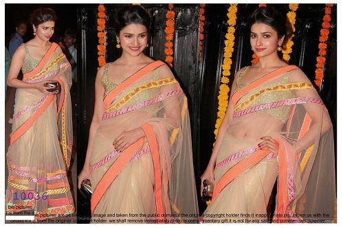 Beige And Orange 10036 Sarees