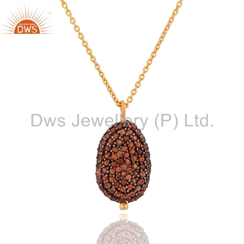 Sterling Silver Gold Plated Orange Sapphire Pendant