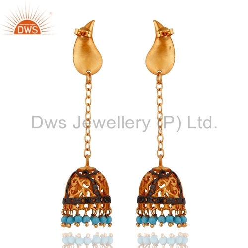18k Gold Plated Turquoise Gemstone Earring