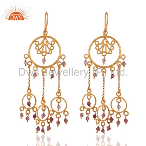 Tourmaline Gold Plated Chandelier Earring Jewelry