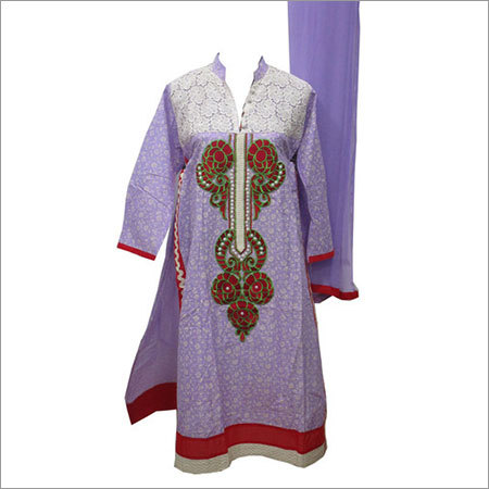 Cotton Neck Work Long Lace