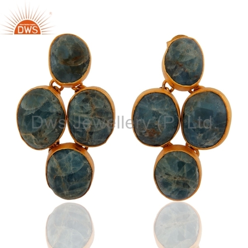 Green Jade 18k Gold Vermeil Sterling Silver Earrings
