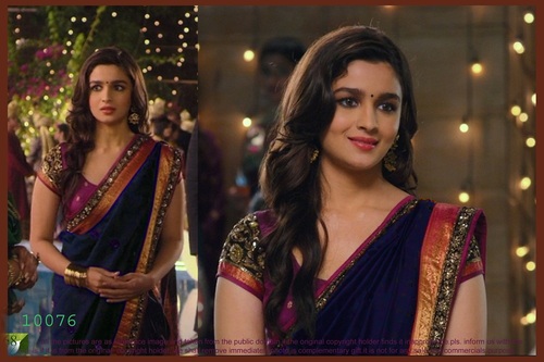 10076 Sarees - Georgette, 1 kg | Blue, Embroidered Pattern with Laces, Short Sleeves, Washable, No Fade, Suitable for All Seasons