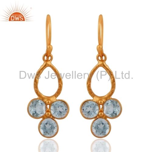 Sterling Silver Blue Topaz Gemstone Earrings