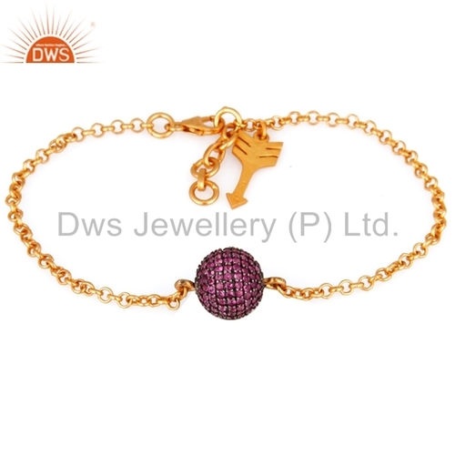 18k Gold Plated Sterling Silver Ruby Charm Bracelets