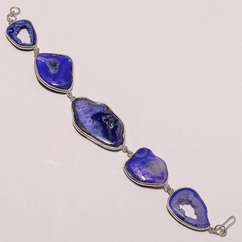 Blue Druzy Connectors Bracelet Size: 9 Inch