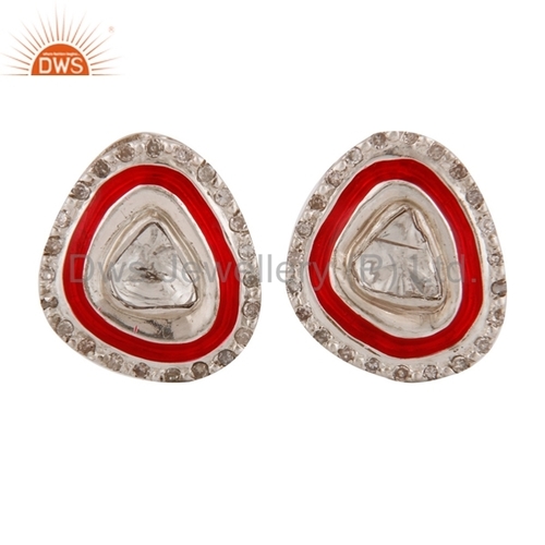 Gold Earrings With Rose Cut Diamond