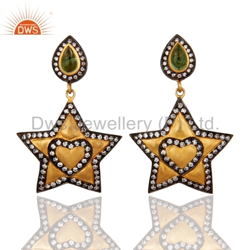 Multi Gemstone Gold Plated Sterling Silver Drop Earrings - Sterling Silver, Elegant Zircon Stone Accents, Perfect for Gifts and Parties