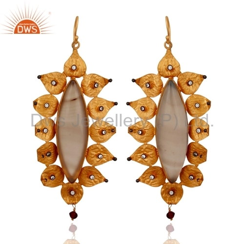 Designer 925 SIlver Agate Gemstone Earrings