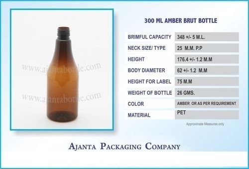 300 Ml Amber Pet Brut Bottle Hardness: Rigid