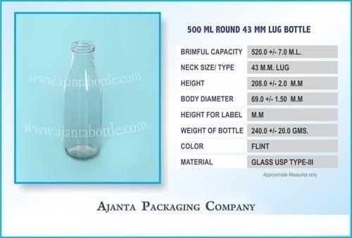 Glass 500 Ml Milk Bottle