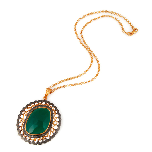 Designer 925 Silver Gemstone Diamond Pendant