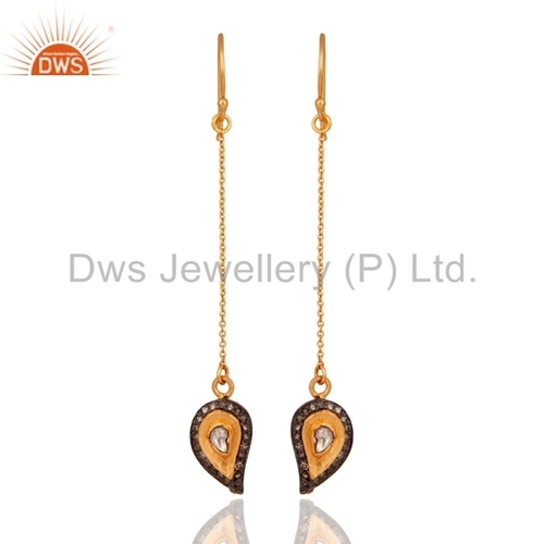 Round Brilliant Cut Natural Pave Diamond Chain Earring