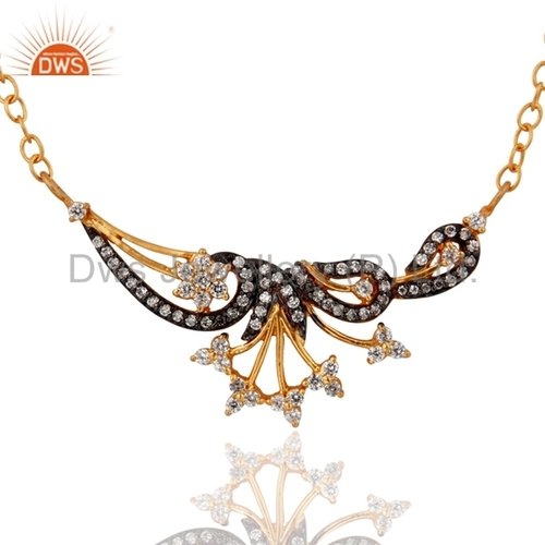 18k Gold Plated White Cubic Zirconia Necklace
