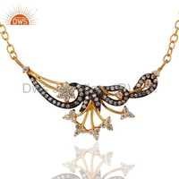 18k Gold Plated White Cubic Zirconia Necklace