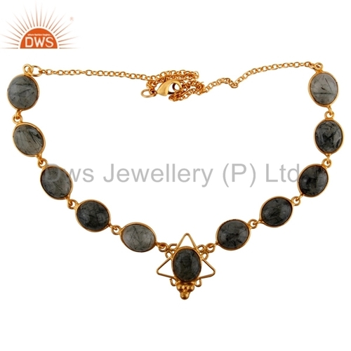 Tourmalated Quartz 18k Gold Vermeil Necklace