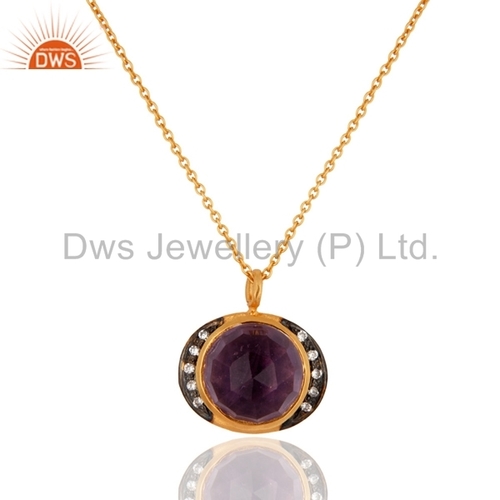 Gold Plated Sterling Silver Amethyst Pendant