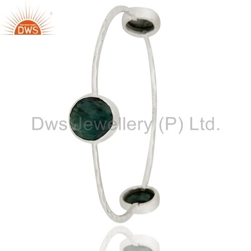 24k Gold Plated Emerald Gemstone Bangle