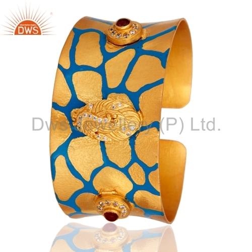 24K Gold Plated Enamel Cuff Bracelet Gender: Women