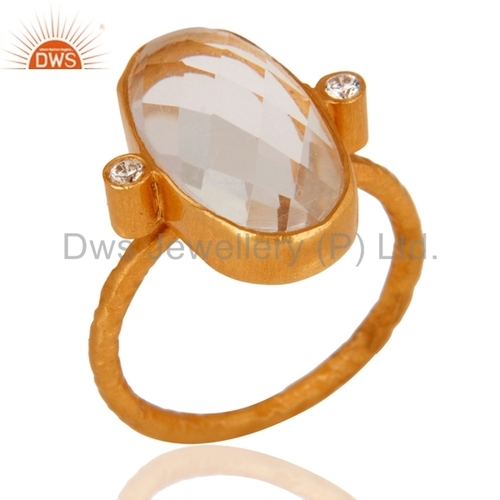 Crystal Quartz 925 Silver Ring Size: 5 To 10 Us Size