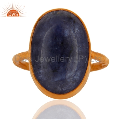 Sterling Silver Tanzanite Gemstone Gold Plated Ring