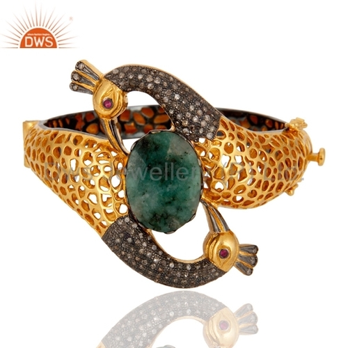 Emerald Traditional Diamond Bangle