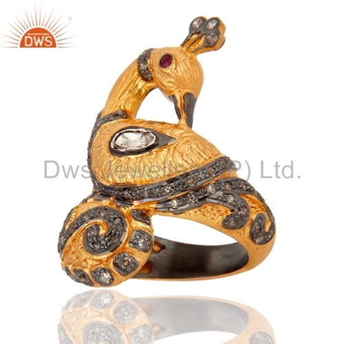 Gold Plated Traditional Diamond Ring