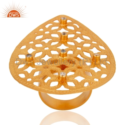 24k Gold Plated White Cubic Zirconia Ring