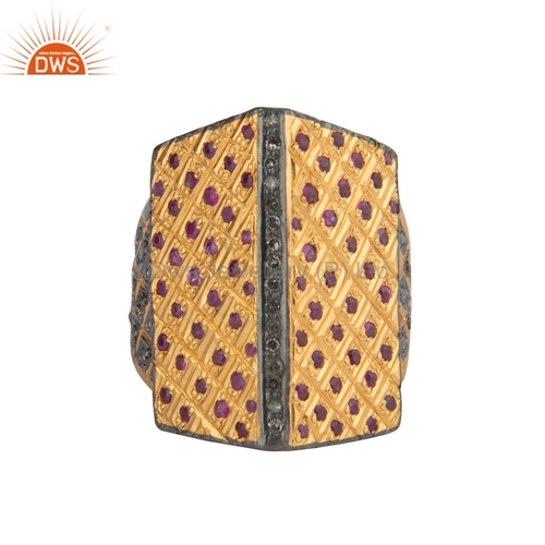 Gold Plated Gemstone Diamond Engagement Ring