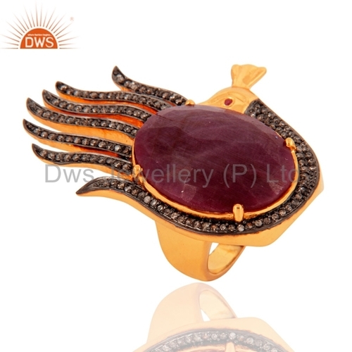 Natural Ruby Pave Diamond Traditional Ring