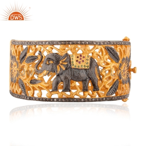 Gold Plated Traditional Diamond Bangle Jewelry