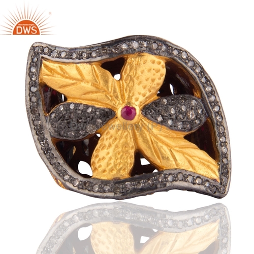 Round Brilliant Cut Flower Pave Set Diamond Wedding Ring Jewelry