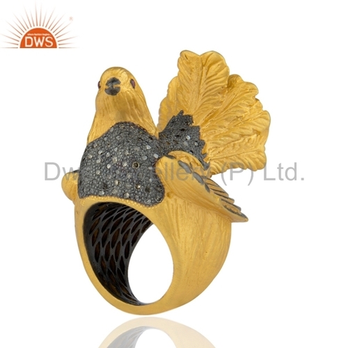 Round Brilliant Cut Designer Gold Plated Diamond Ring