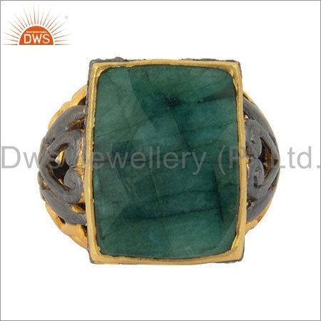 Emerald Pave Diamond 18K Gold Plated Ring Size: Us Size 4 To 10