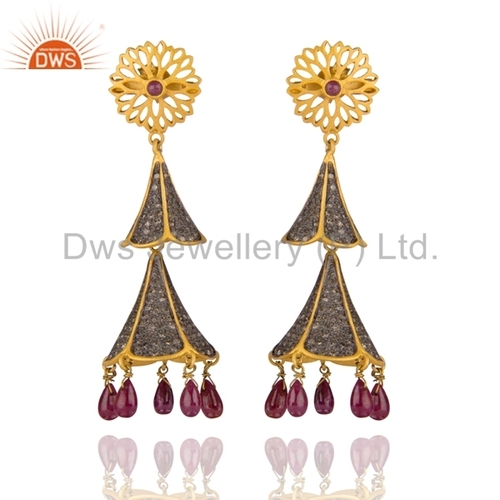 Natural Ruby Diamond Jhumka Earring Jewelry