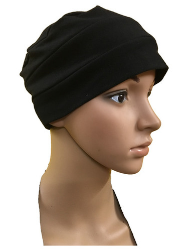 BLACK COTTON CHEMO CAPS CANCER THERAPY HATS 