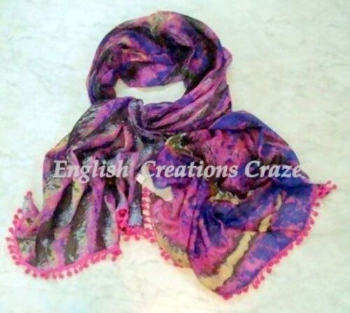 Cotton Printed Scarf  with pompoms finishing Manufacturers