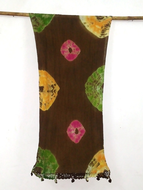 100% Silk tye dye silk scarfs of india