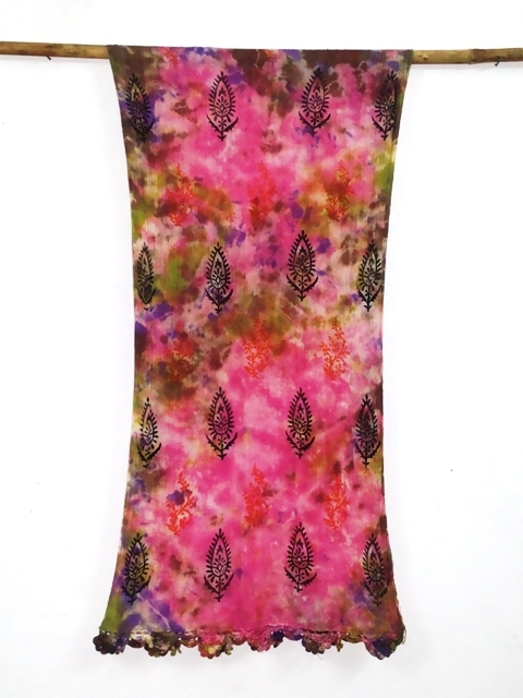 100% Silk tye dye silk scarfs of india
