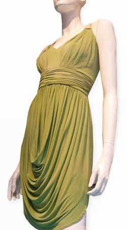Western Dresses - Polyester, S-L, Olive Green | Elegant Style, Comfortable Fit, Versatile Design, V-Neck Sleeveless Mini