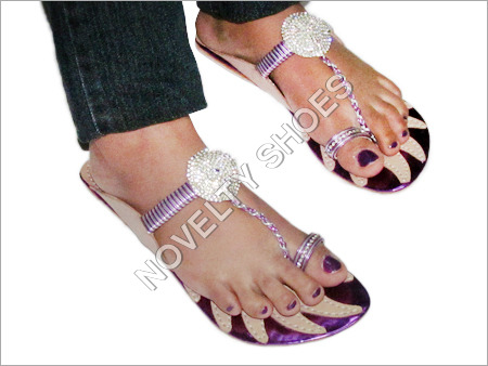 Ladies Fancy Sandal - PU Synthetic, Multiple Sizes, Purple | Stylish Design, Comfortable Fit, Durable Rubber Sole, Lightweight Flat Heel