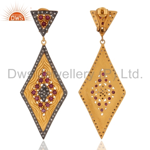 Round Brilliant Cut Designer Pave Diamond Earrings Jewelry