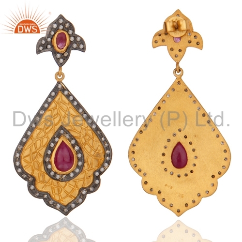 Round Brilliant Cut 925 Silver Gemstone Pave Diamond Earring Jewelry
