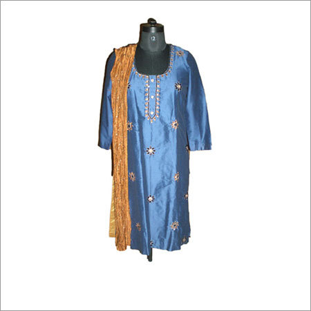 Blue Cotton Silk Suit