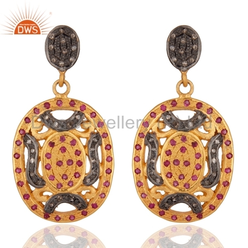 Round Brilliant Cut Silver Gold Plated Diamond Earrings Jewelry