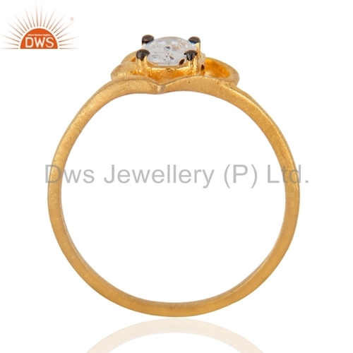 White Gleaming Cubic Zircon 18K Gold Plated Ring