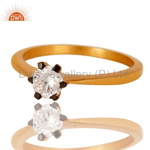 Designer Gold Plated Engagement Rings - US Sizes 5-10 | Elegant Women's Fashion Jewelry with White Zircon Stone