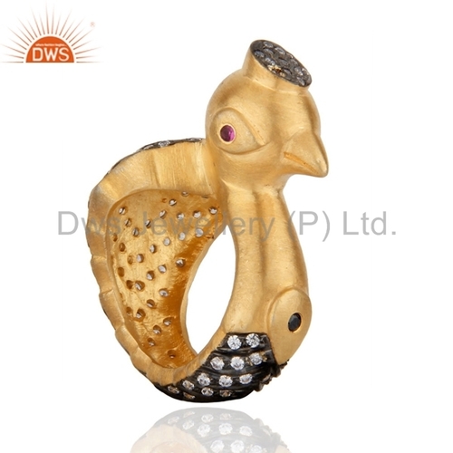 24K Gold Plated Black Zircon Ring